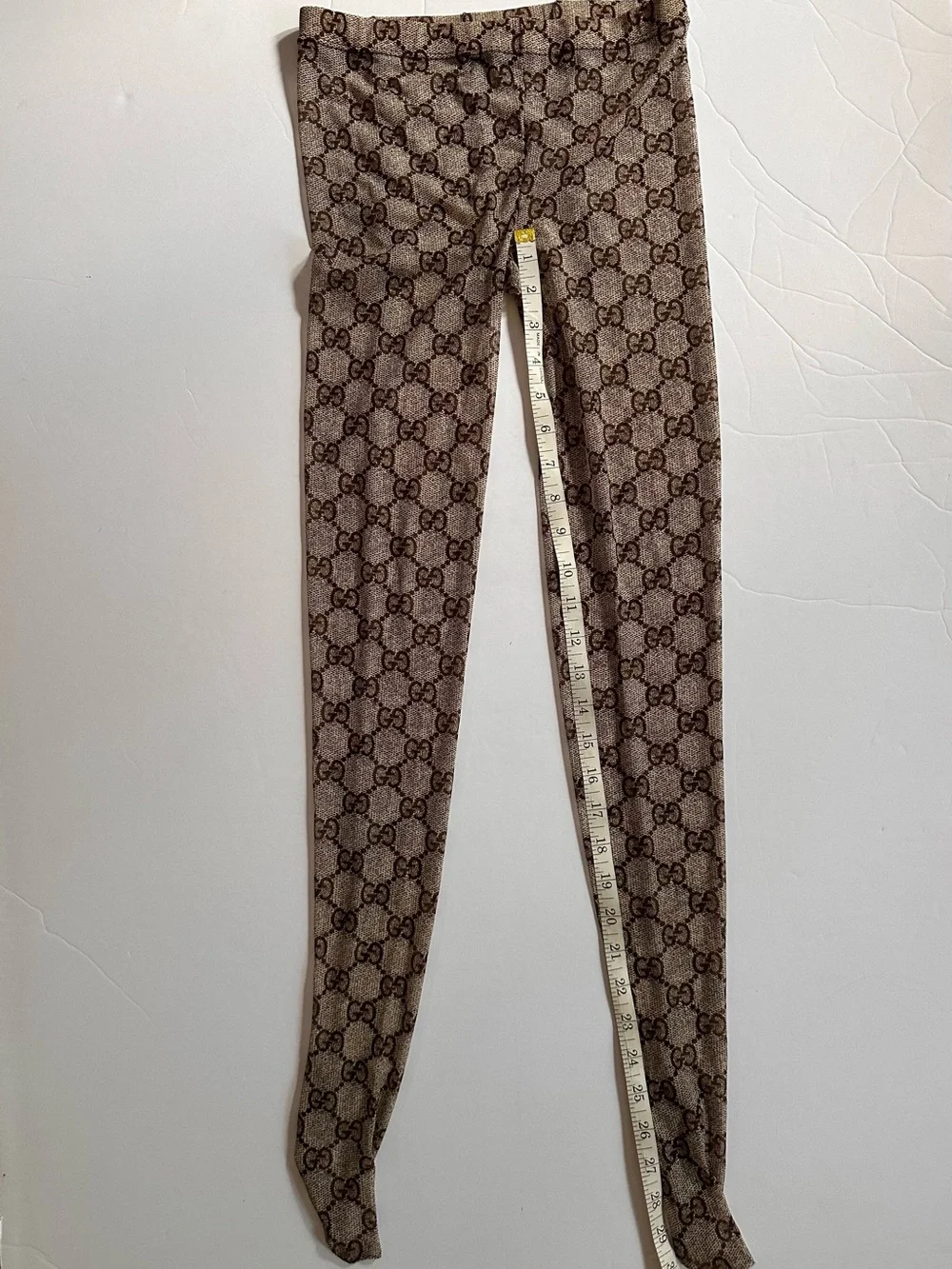 Gucci Brown GG Pattern Logo Print Tights hoisery NEW size small